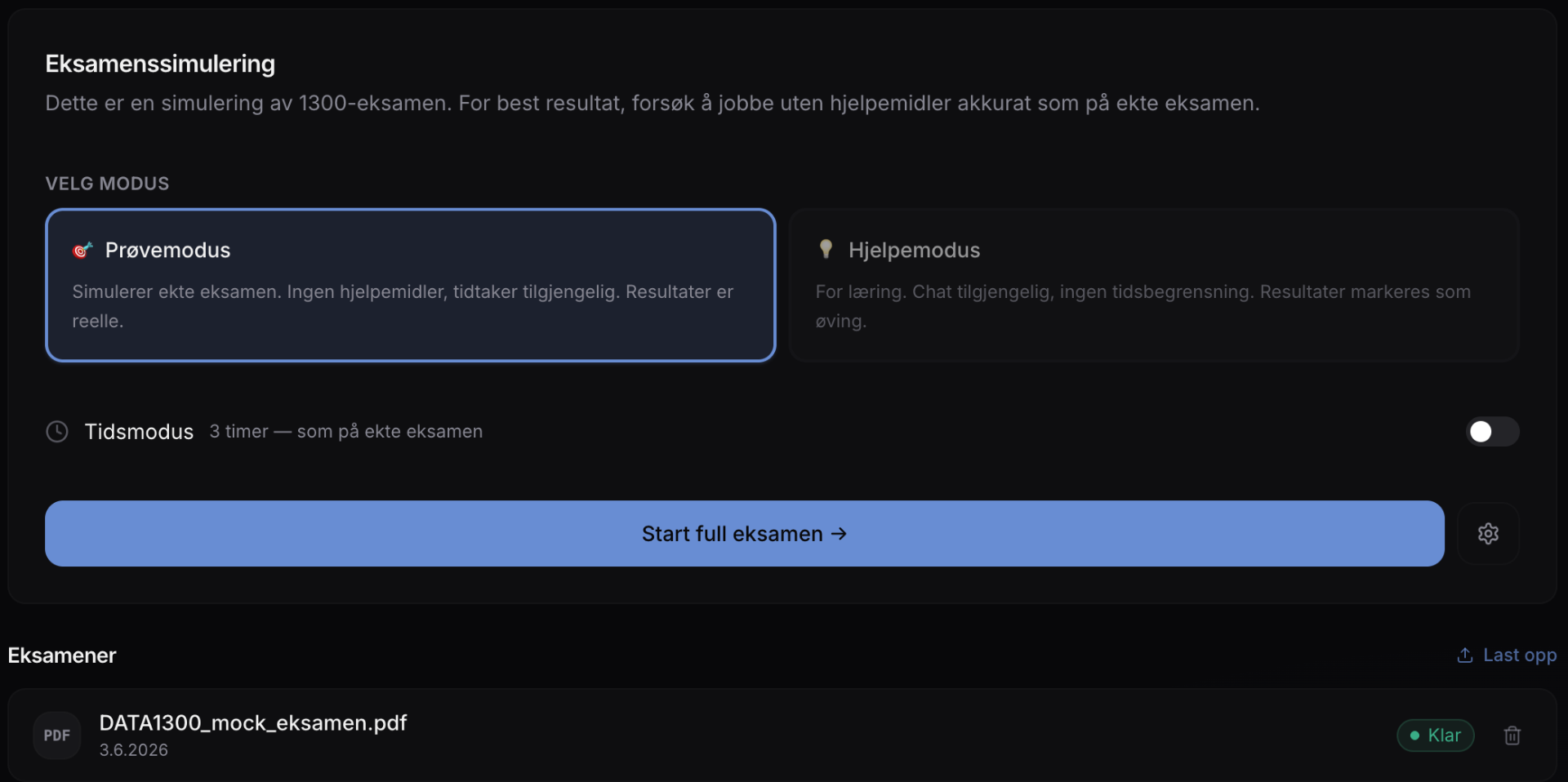 Studievennen eksamenssimulator